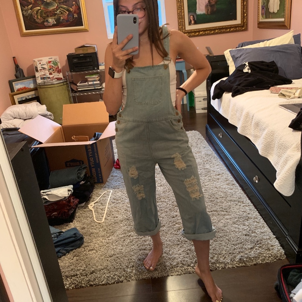 Distressed Baggy Overalls